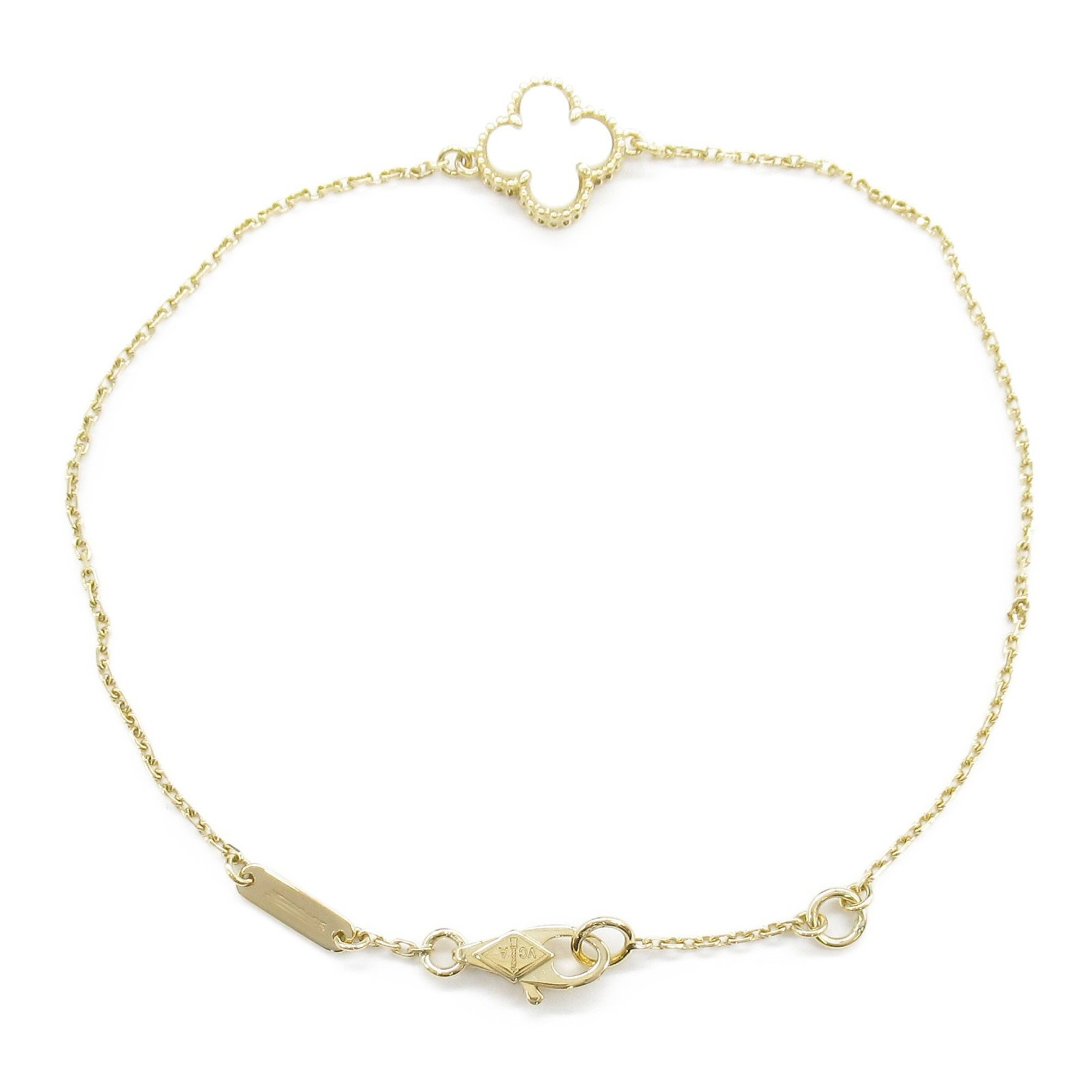 Van Cleef & Arpels Sweet Alhambra Bracelet, 18K Yellow Gold, Mother of Pearl, Women's, White