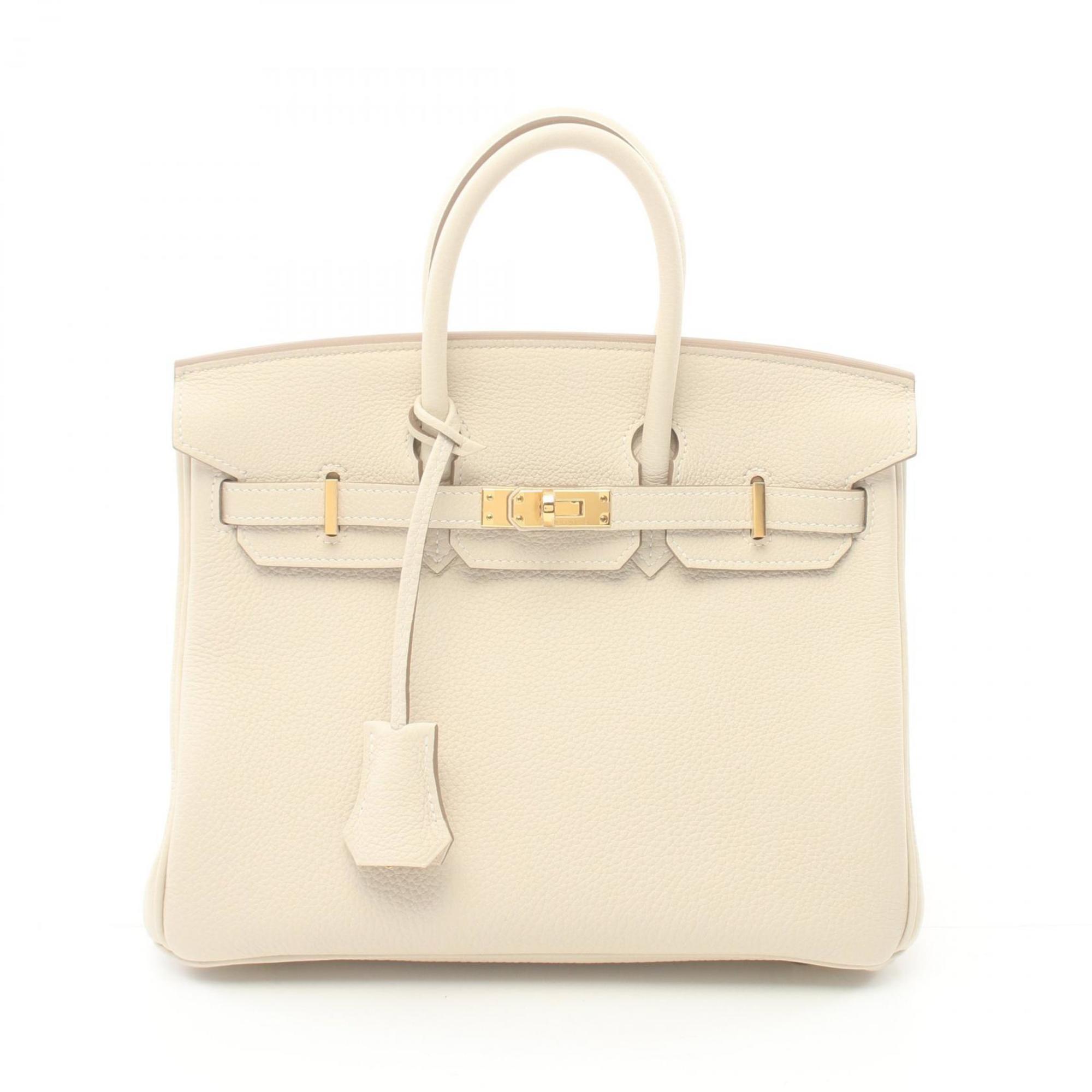 Hermes HERMES Birkin 25 Cre Handbag Bag Togo Women's White 041344CC