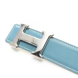 Hermes HERMES Constance H Belt Blue Jean Clothing Calf (Cowhide) Box Women's White