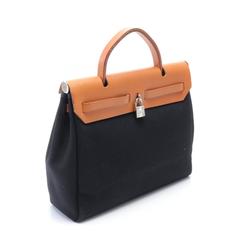 Hermes HERMES Airbag PM Handbag Bag Leather Toile Officier Women's Black Brown