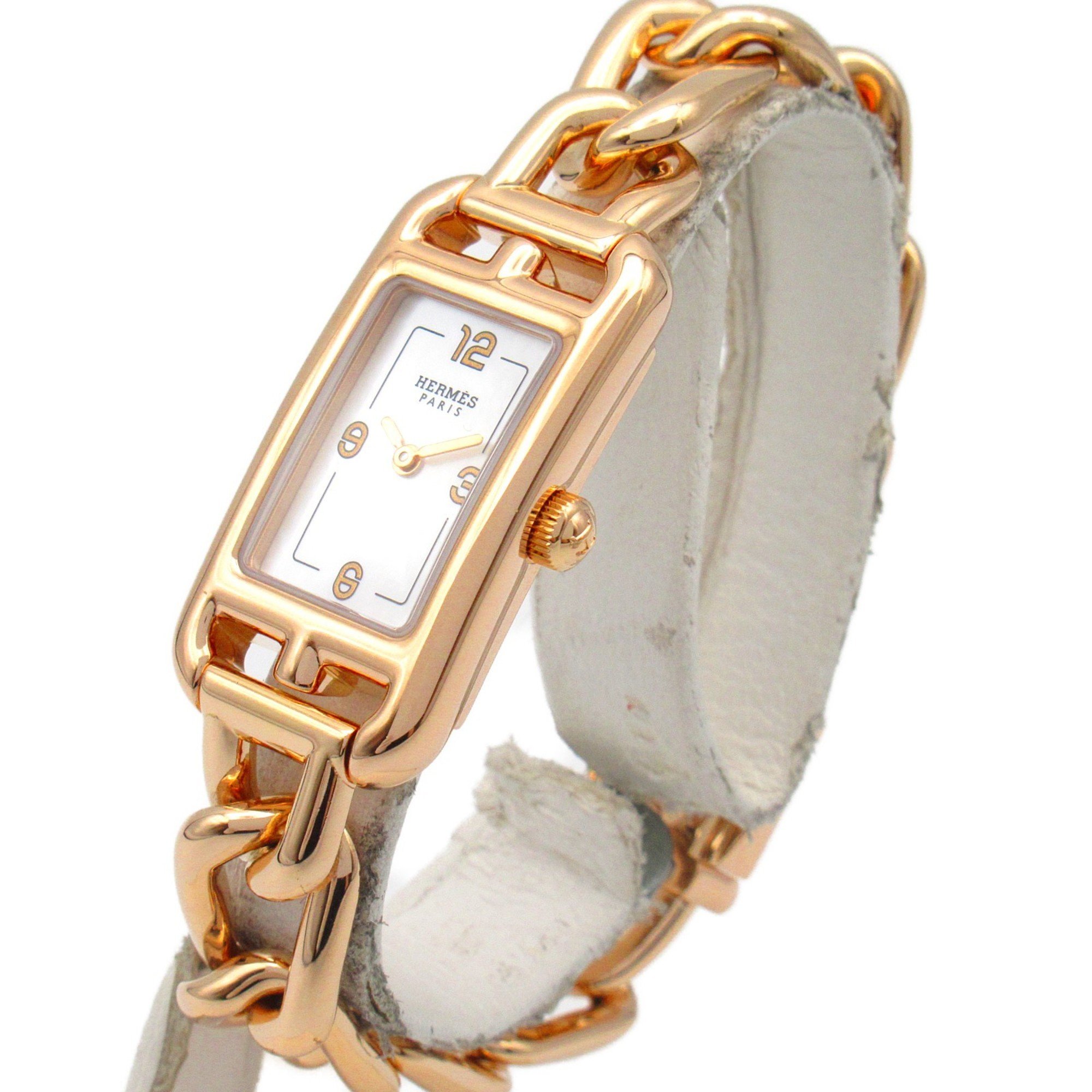 Hermes Nantucket Watch K18PG (pink gold) Ladies White Shell NA2.170