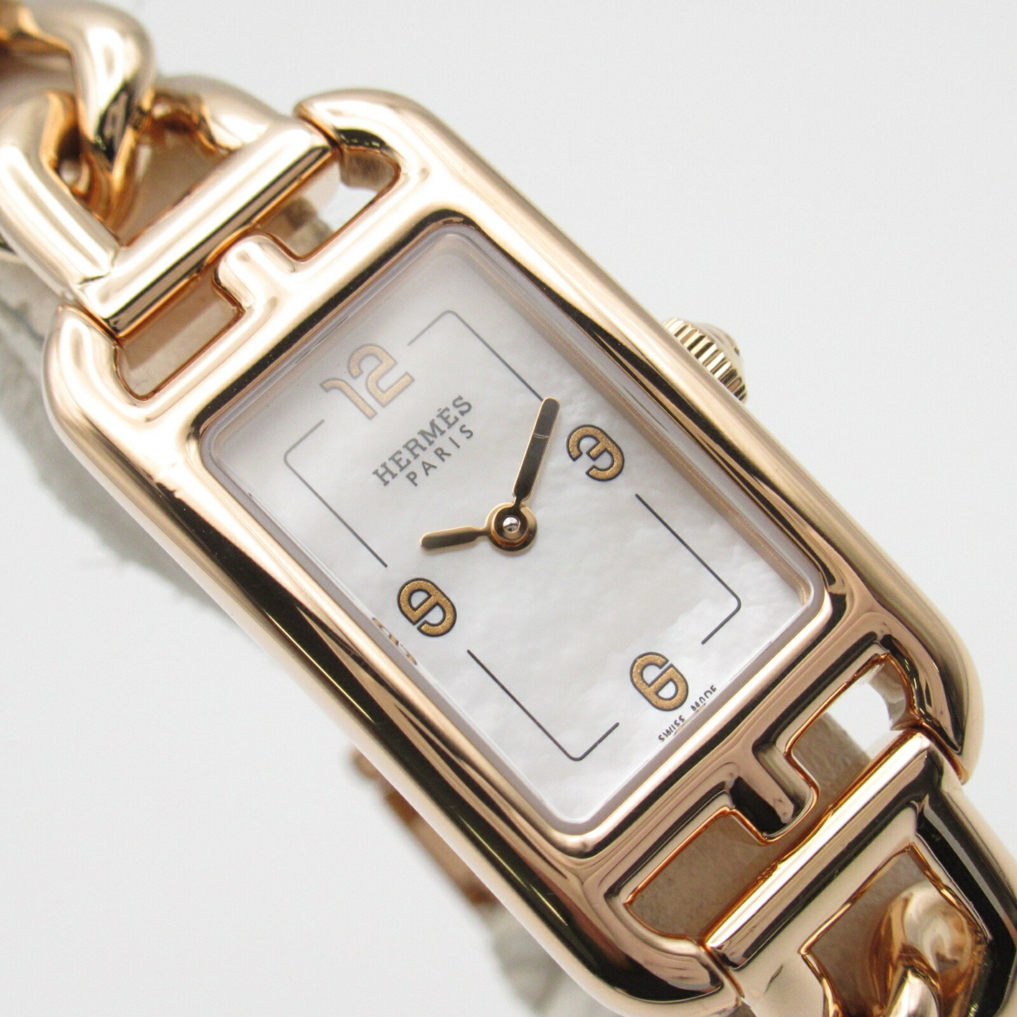 Hermes Nantucket Watch K18PG (pink gold) Ladies White Shell NA2.170