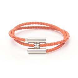 Hermes HERMES Tournis H Bracelet Swift Leather Ladies Orange Silver