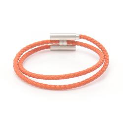 Hermes HERMES Tournis H Bracelet Swift Leather Ladies Orange Silver