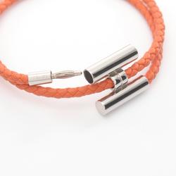 Hermes HERMES Tournis H Bracelet Swift Leather Ladies Orange Silver