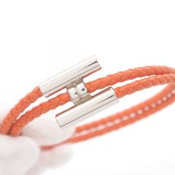 Hermes HERMES Tournis H Bracelet Swift Leather Ladies Orange Silver