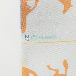 Hermes HERMES Twilly Parade Scarf Silk Women's Beige Multicolor H064150S 07