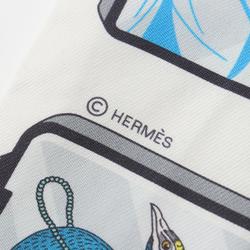 Hermes HERMES Twilly STORY Scarf Silk Women's White Multicolor