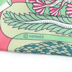 Hermes Twilly EXPOSITION UNIVERSELLE Silk Scarf for Women Pink Green Multicolor