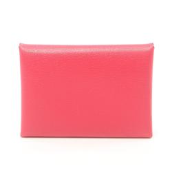 Hermes HERMES Calvi Duo Rose Extreme Wallet/Coin Case Wallet Chevre Shamquila Women's Pink