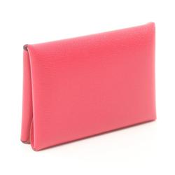 Hermes HERMES Calvi Duo Rose Extreme Wallet/Coin Case Wallet Chevre Shamquila Women's Pink