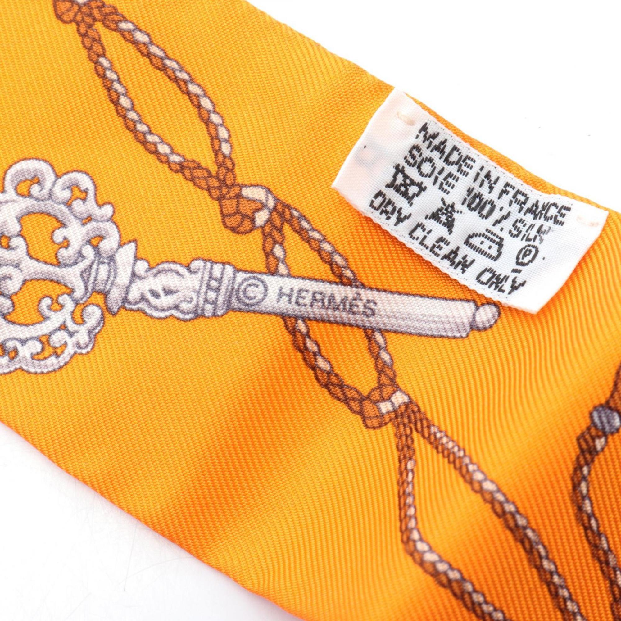 Hermes HERMES Twilly LES CLES A POIS Scarf Silk Women's Orange Multicolor