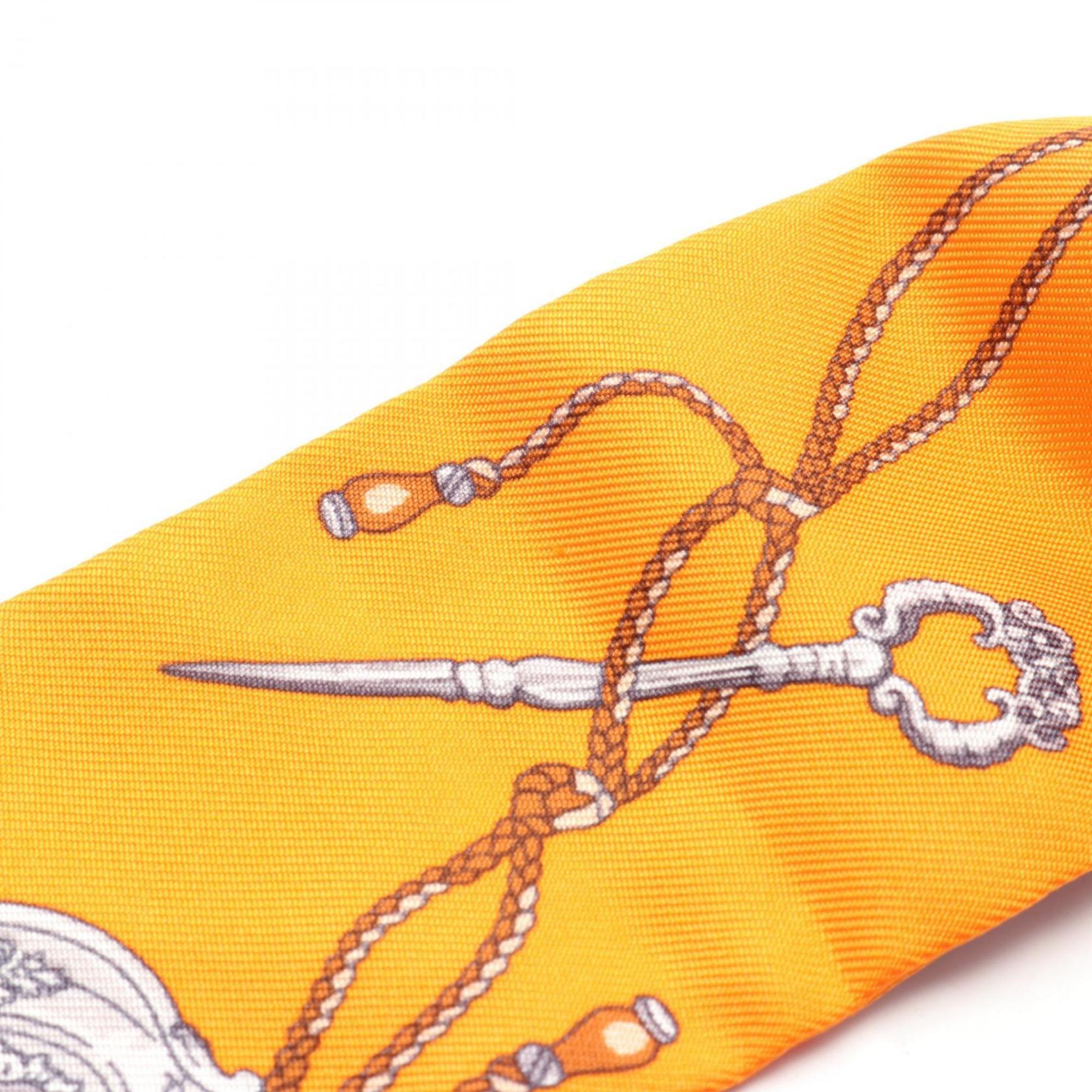 Hermes HERMES Twilly LES CLES A POIS Scarf Silk Women's Orange Multicolor