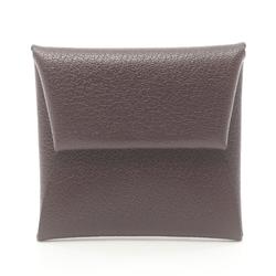 Hermes HERMES Bastia Rouge Cellier Wallet/Coin Case Wallet Chevre Women's Brown