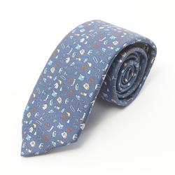 Hermes HERMES Silk Twill Tie Faubourg Tang Lily Marine Orange Clothing Men's Navy H006354T 04