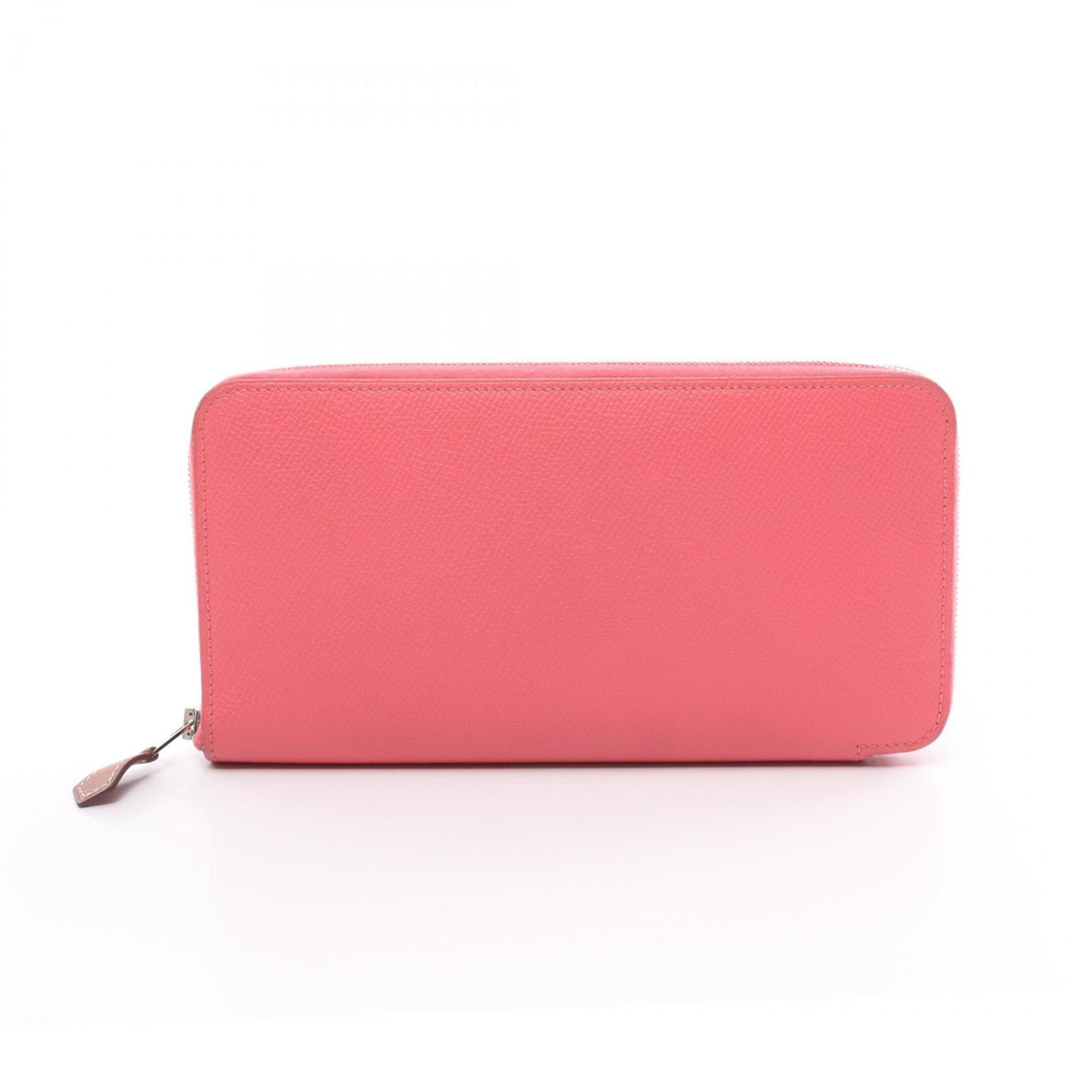 Hermes HERMES Azap Long Silk In Rose Azalee Round Wallet Epsom Leather Women's Pink