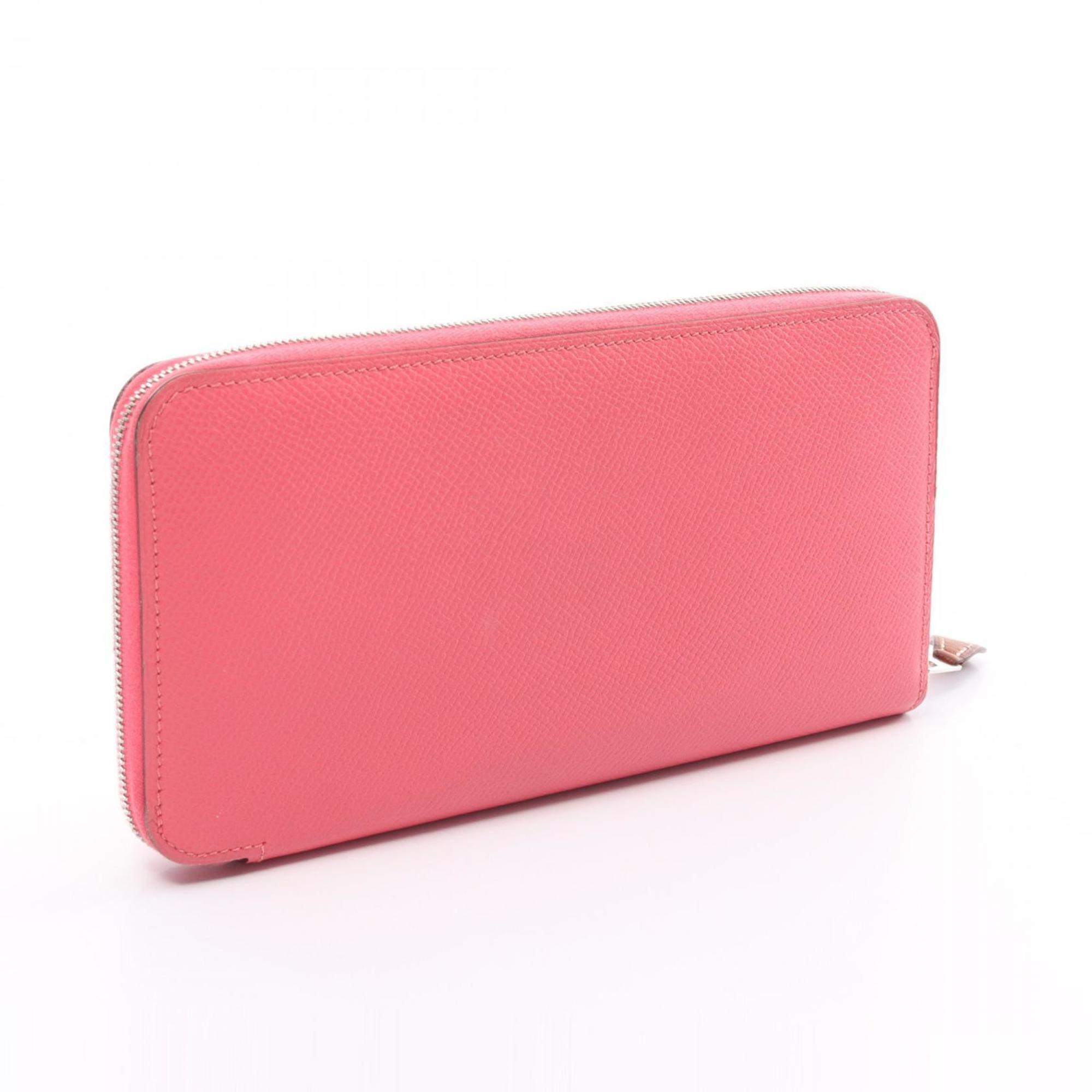 Hermes HERMES Azap Long Silk In Rose Azalee Round Wallet Epsom Leather Women's Pink