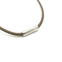 Hermes HERMES Heritage Equestre GM Necklace Leather Silver Plated Swift Men's Women's Grey