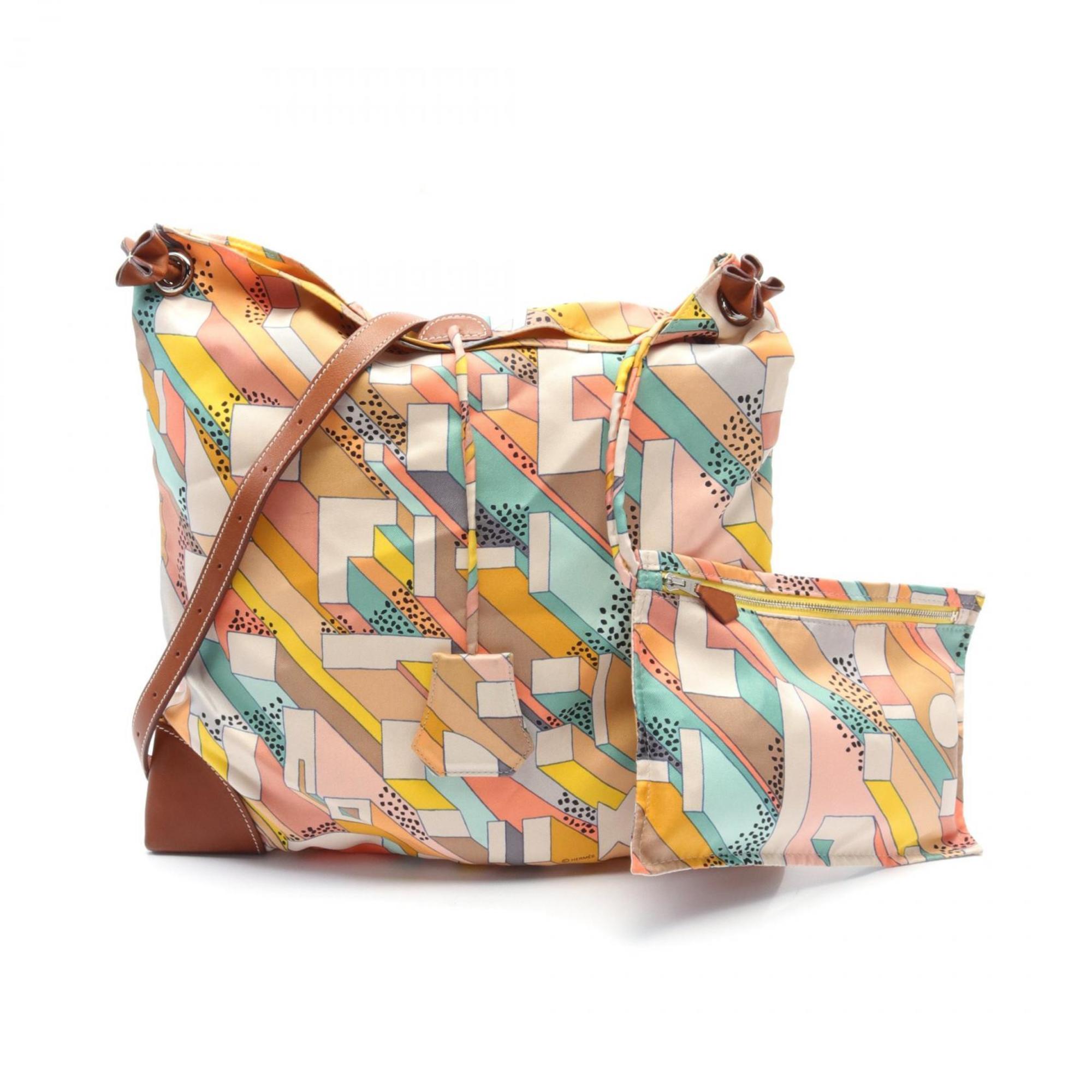 HERMES Silky City PM ON A SUMMER DAY Shoulder Bag Silk Leather Women's Multicolor