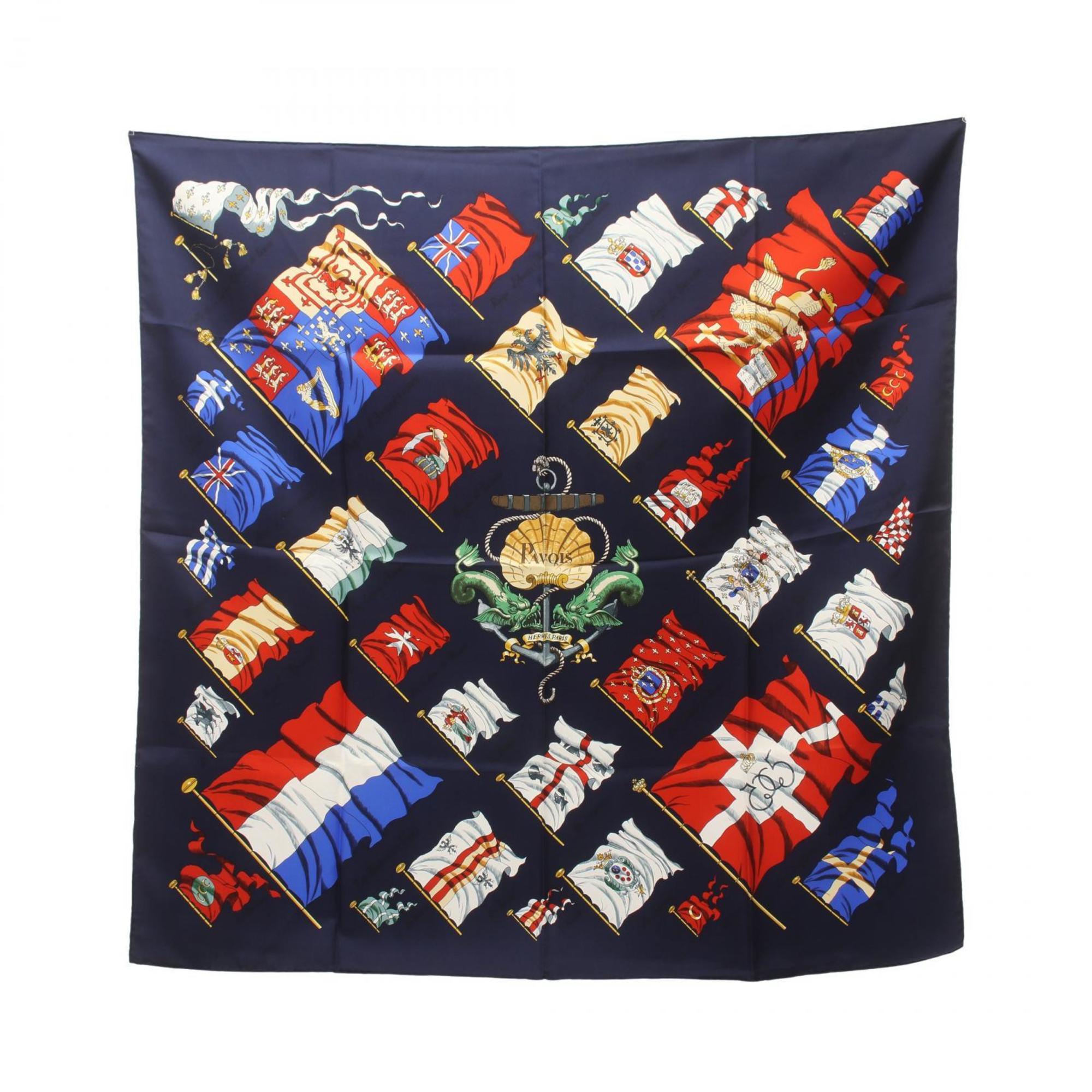 Hermes HERMES Carre 90 PAVOIS Scarf Silk Women's Navy Multicolor