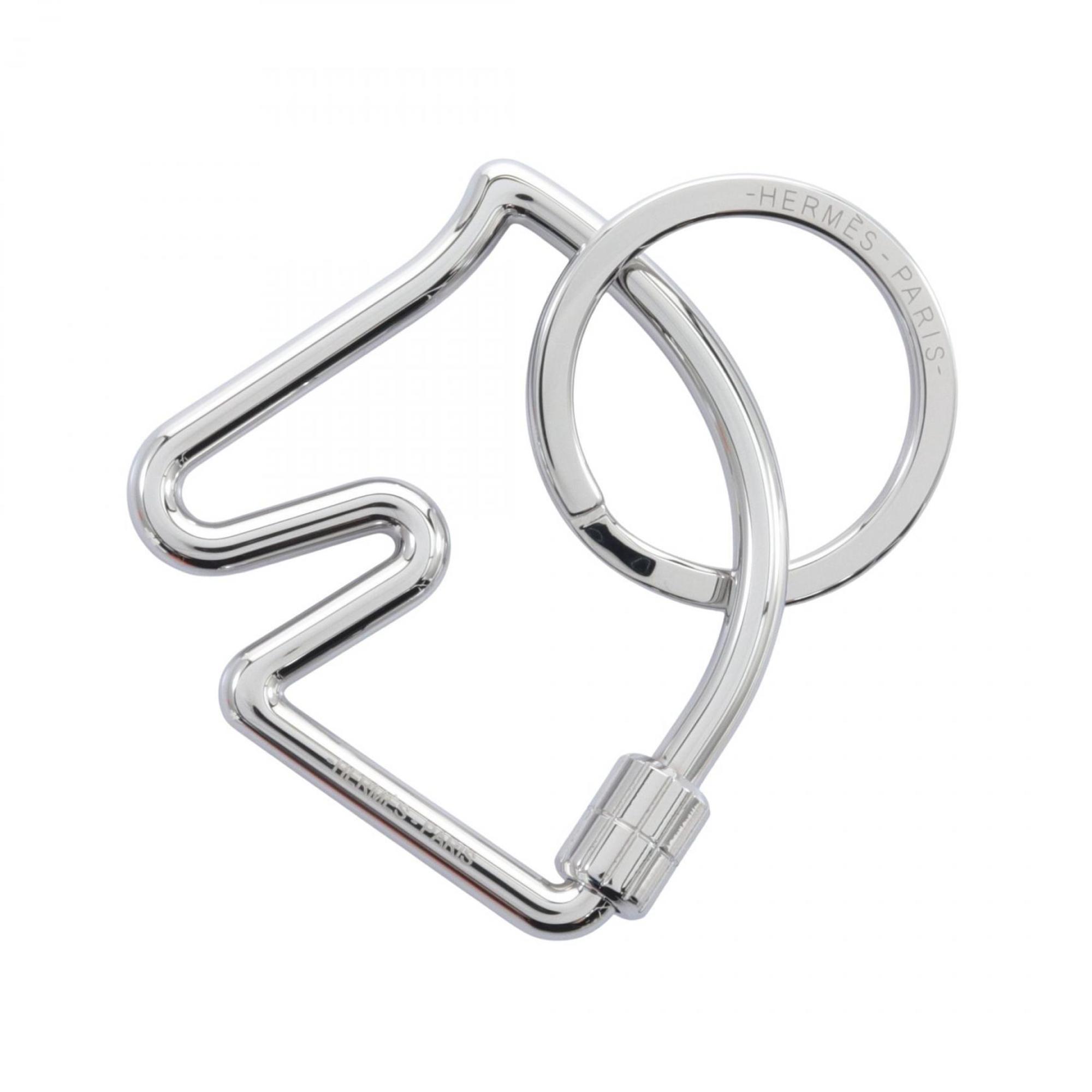 Hermes Cheval Key Ring Holder Metal Men's Women's Silver