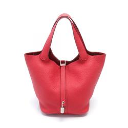 Hermes HERMES Picotin Lock MM Rouge Kazak Handbag Bag Taurillon Clemence Women's Red