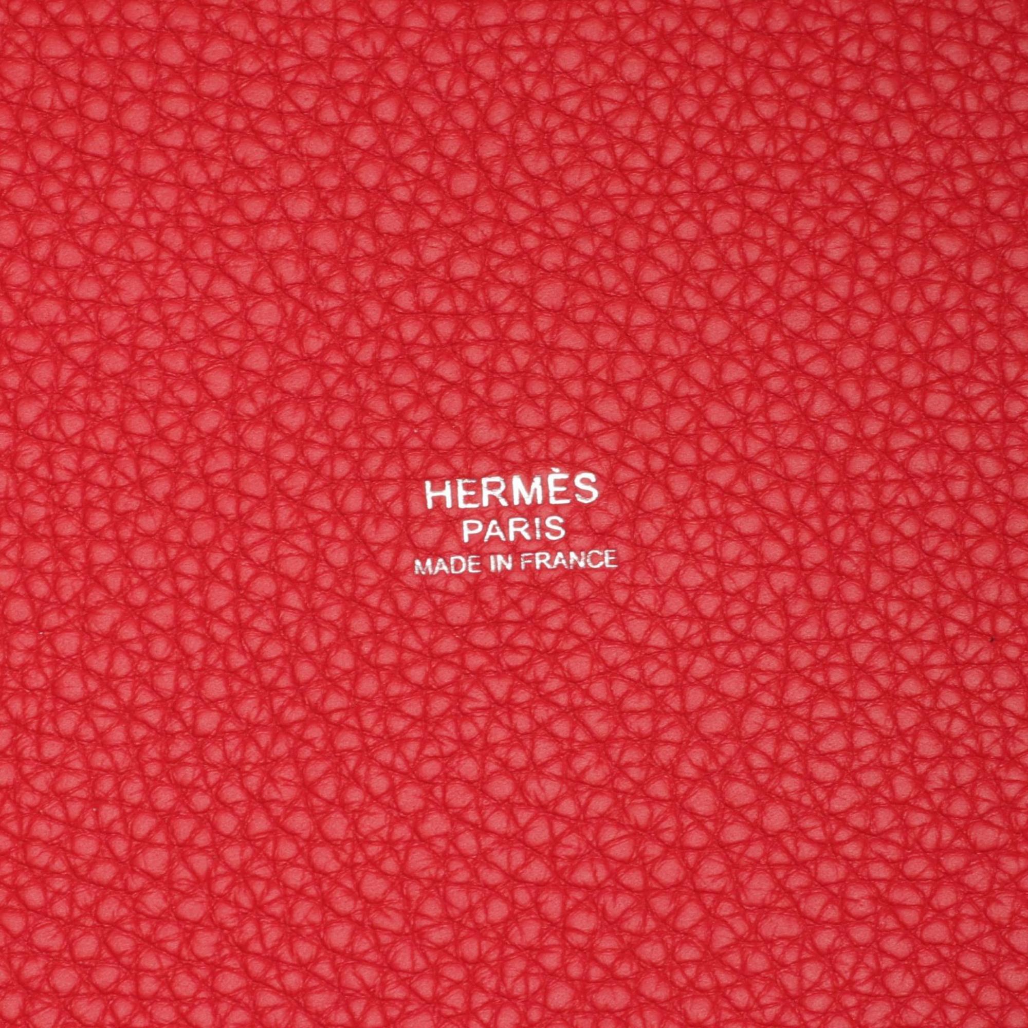 Hermes HERMES Picotin Lock MM Rouge Kazak Handbag Bag Taurillon Clemence Women's Red