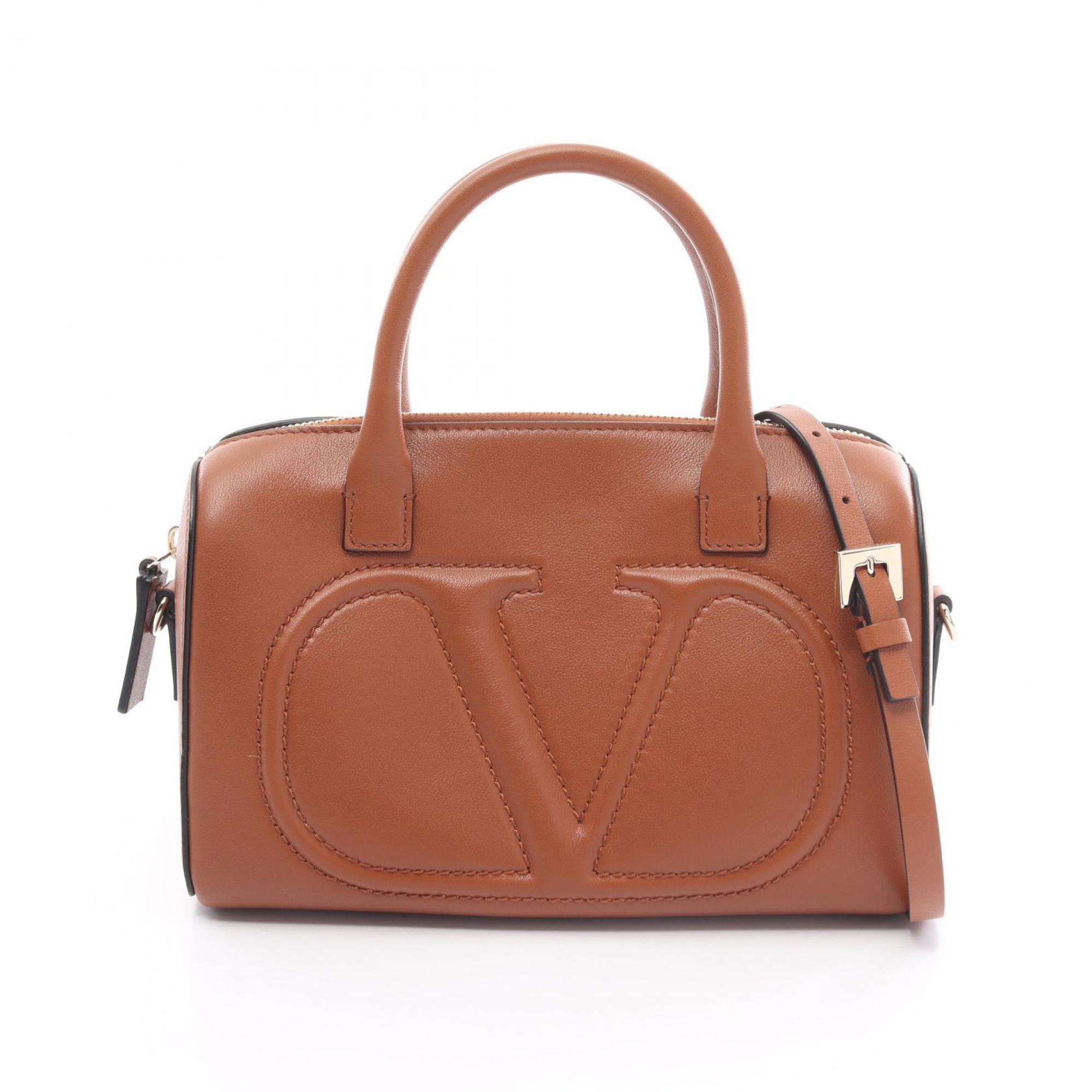 Valentino V Handbag Bag Leather Women's Brown