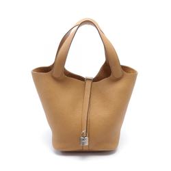 Hermes HERMES Picotin Lock MM Natural Sable Handbag Bag Taurillon Clemence Women's Brown