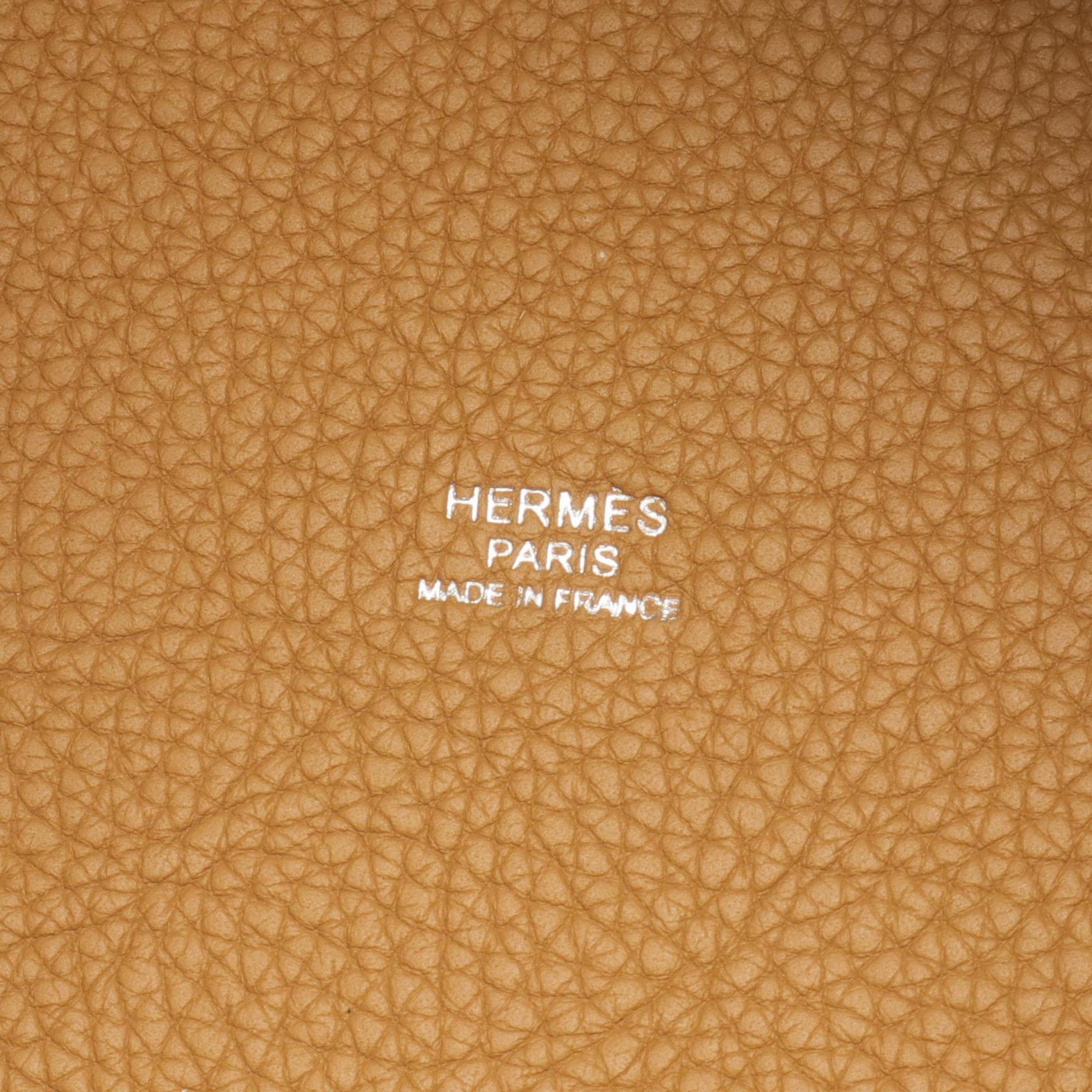 Hermes HERMES Picotin Lock MM Natural Sable Handbag Bag Taurillon Clemence Women's Brown