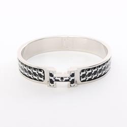 Hermes Click H Cheval Pixel Bracelet Stainless Steel Enamel Women's Silver Black