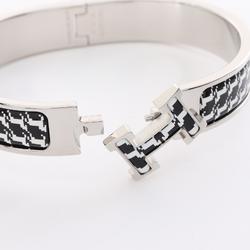 Hermes Click H Cheval Pixel Bracelet Stainless Steel Enamel Women's Silver Black