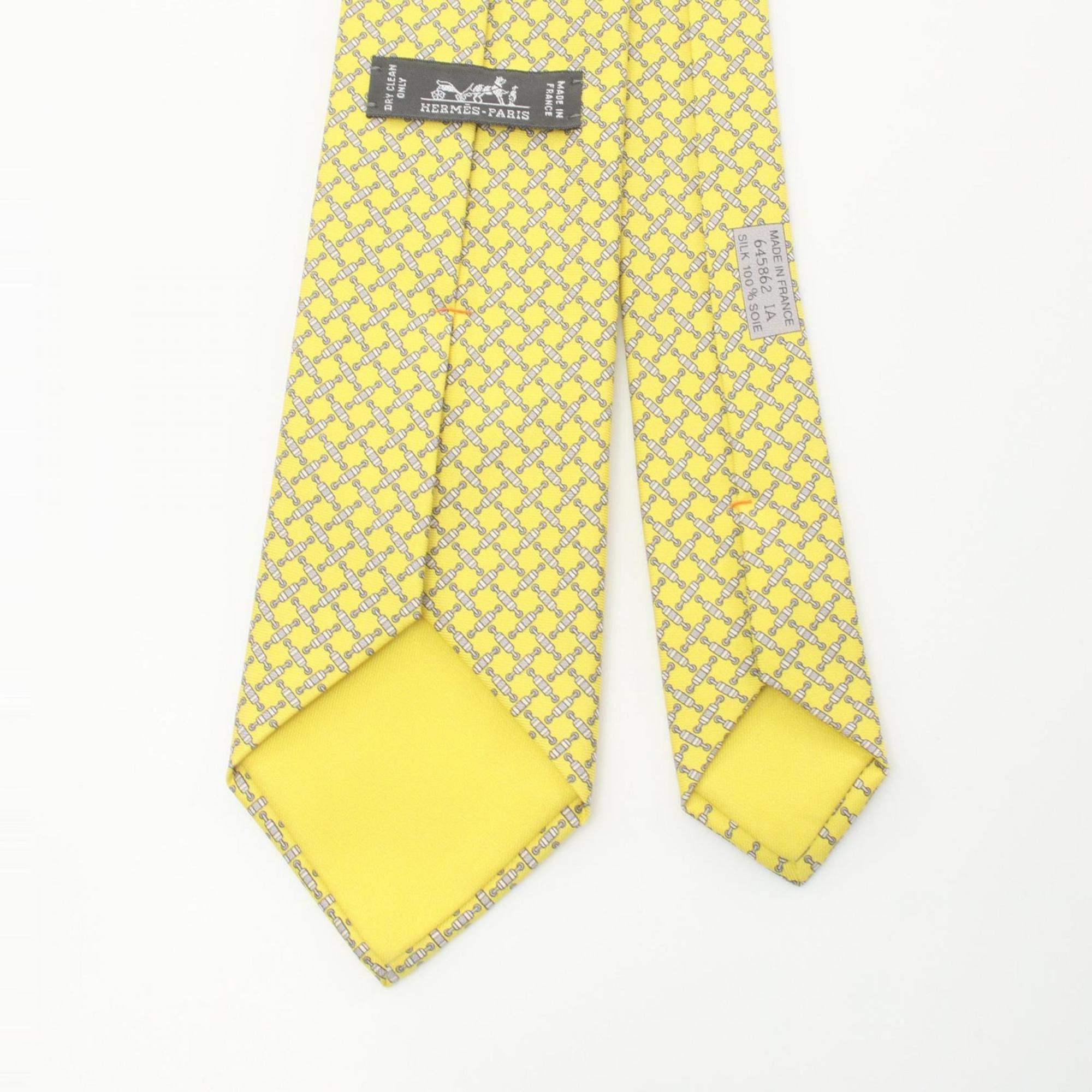 HERMES Necktie Clothing Silk Men's Yellow