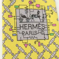 HERMES Necktie Clothing Silk Men's Yellow