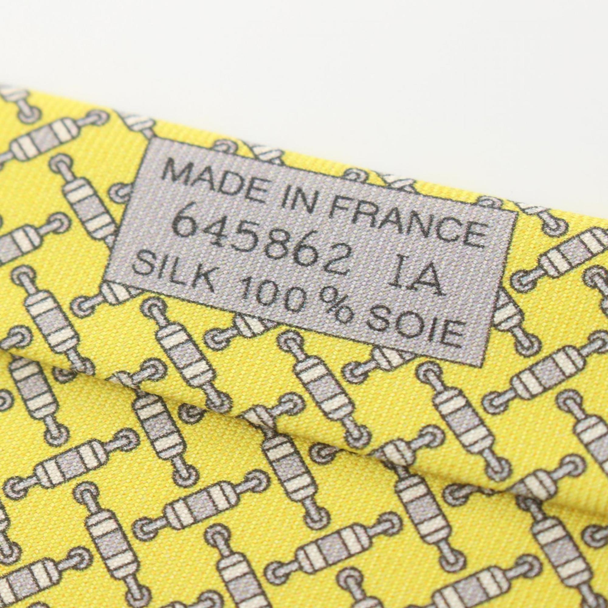 HERMES Necktie Clothing Silk Men's Yellow