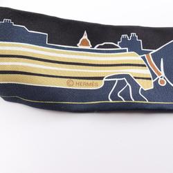 Hermes Twilly LES CHIENS PARISIENS Ribbon Scarf Silk Women's Navy Multicolor