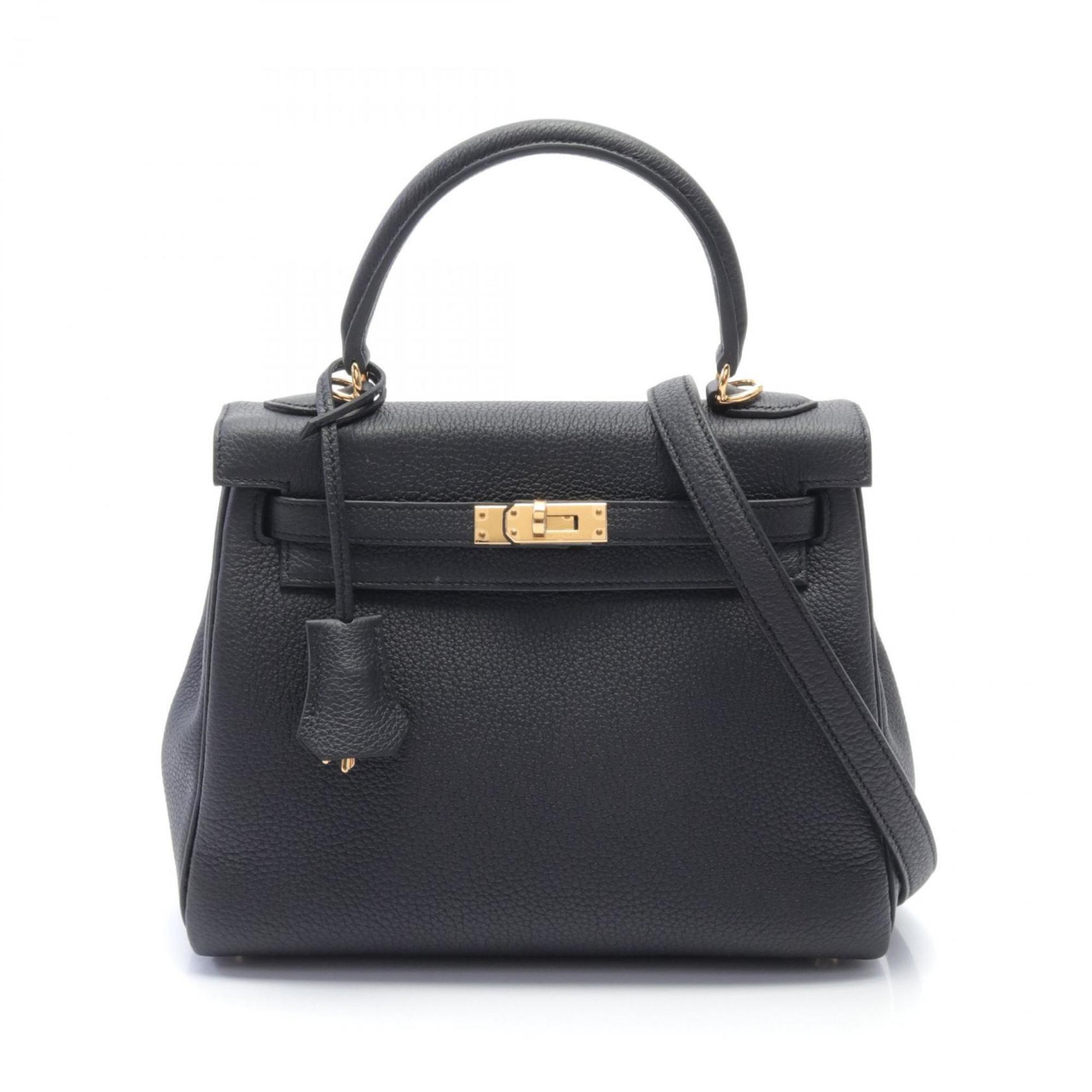 Hermes Kelly 25 Handbag Togo Women's Black W Engraved G Hardware