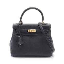 Hermes Kelly 25 Handbag Togo Women's Black W Engraved G Hardware