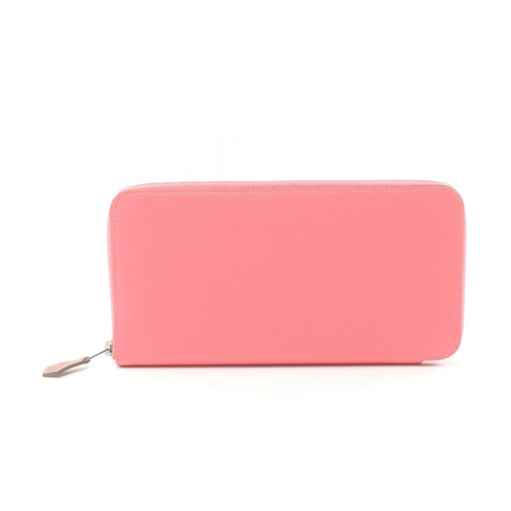 Hermes HERMES Azap Long Silk In Rose Azalee Round Wallet Epsom Leather Women's Pink