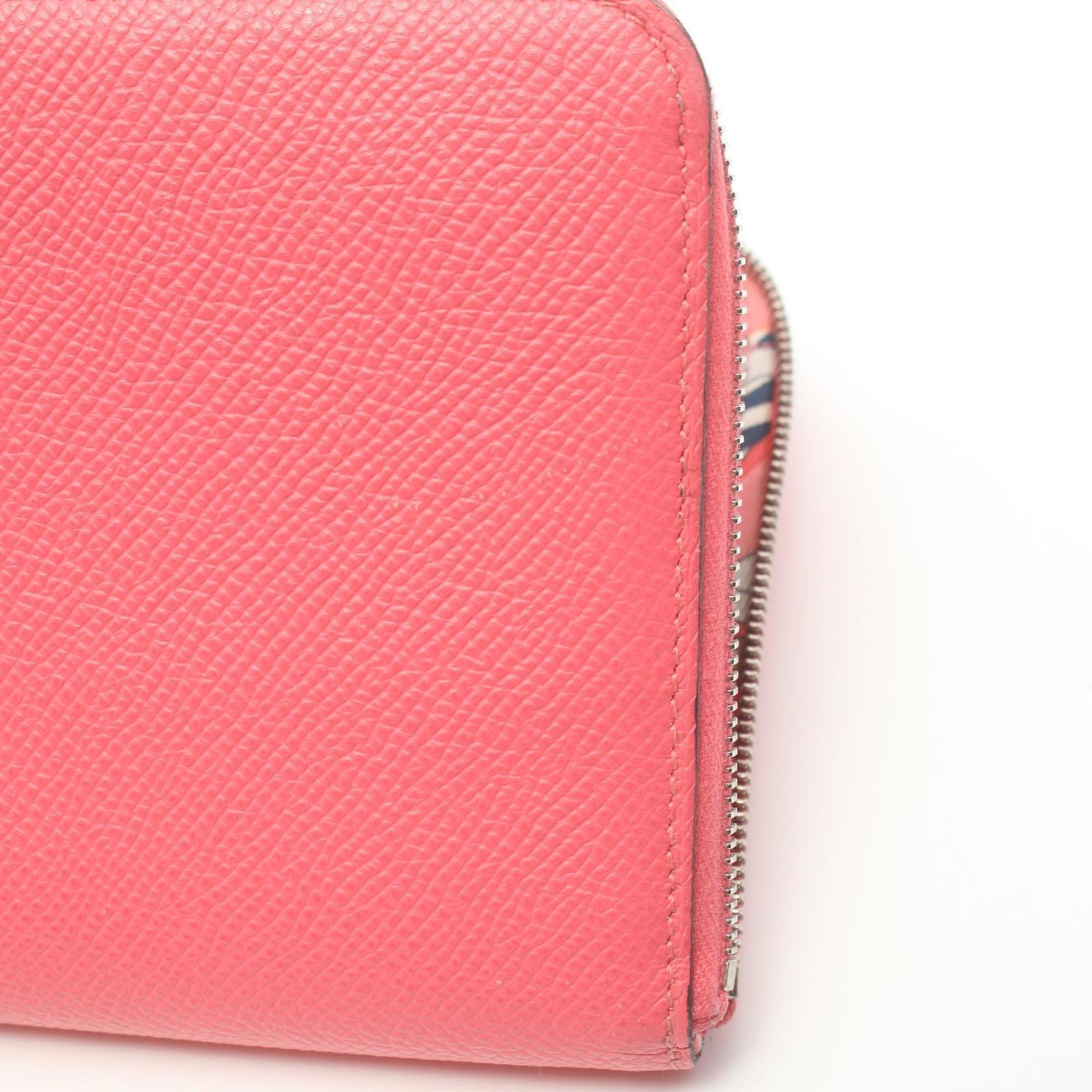 Hermes HERMES Azap Long Silk In Rose Azalee Round Wallet Epsom Leather Women's Pink