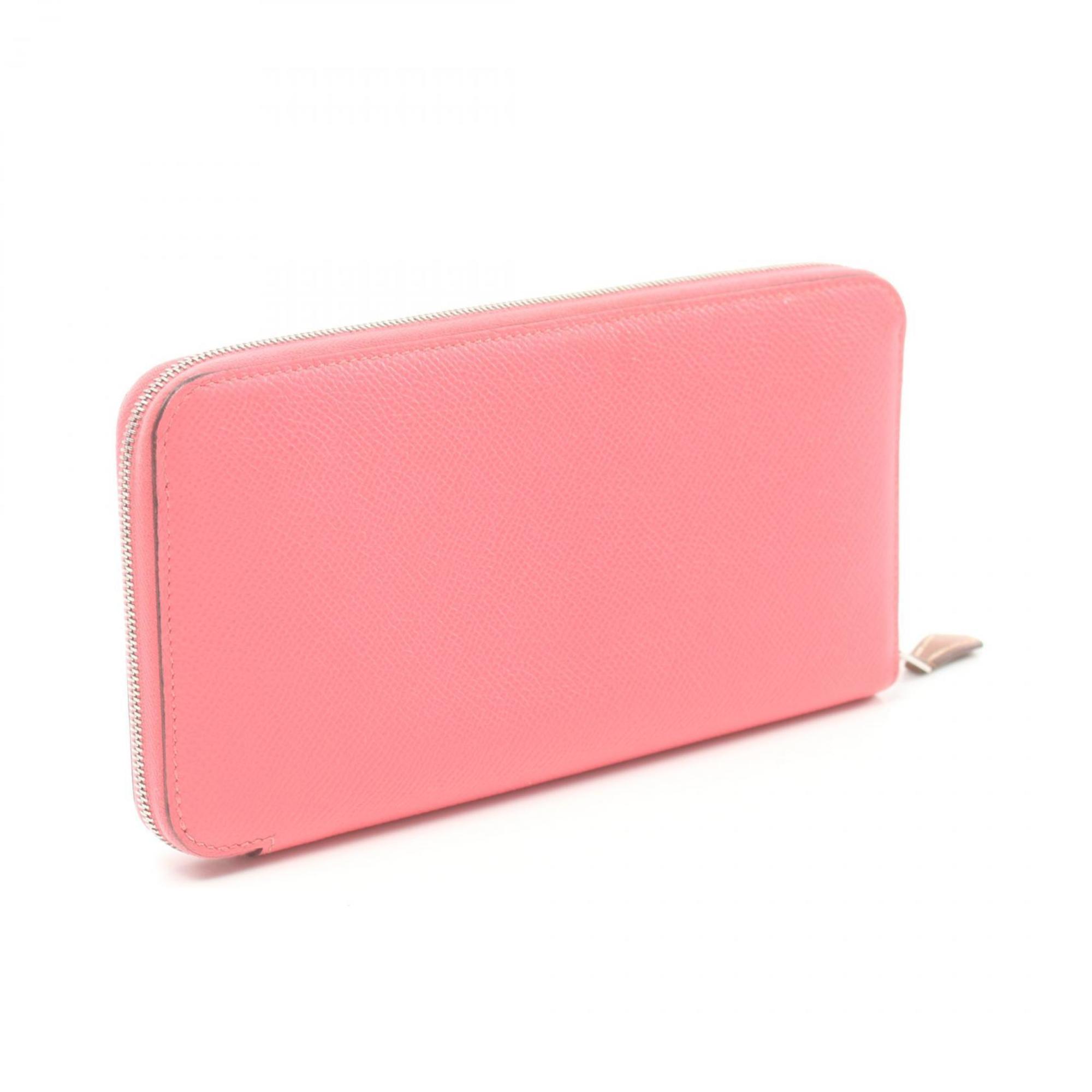 Hermes HERMES Azap Long Silk In Rose Azalee Round Wallet Epsom Leather Women's Pink