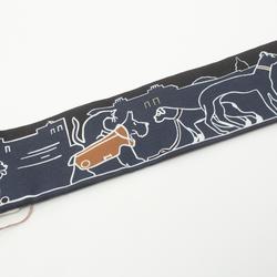 Hermes Twilly LES CHIENS PARISIENS Silk Scarf for Women Navy Multicolor H064116S