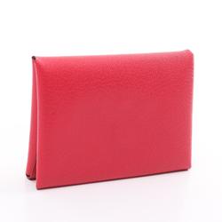 Hermes HERMES Calvi Duo Wallet/Coin Case Wallet Chevre Shamquila Women's Pink