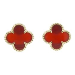 Van Cleef & Arpels Alhambra Earrings, 18K Yellow Gold, Carnelian, Women's, Red, VCARD40400