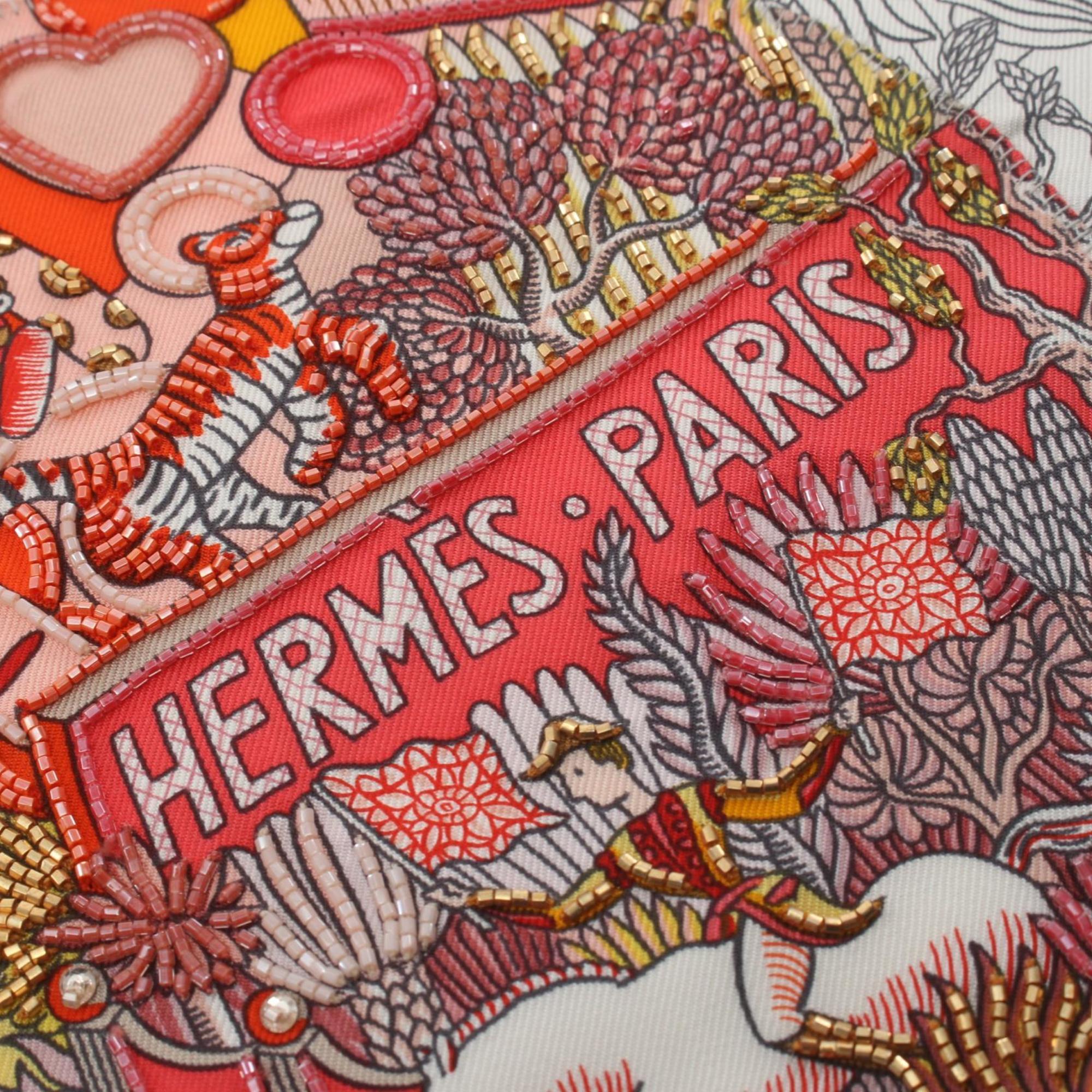 Hermes HERMES Carre 90 ANIMA POLIS Scarf Silk Women's White Multicolor