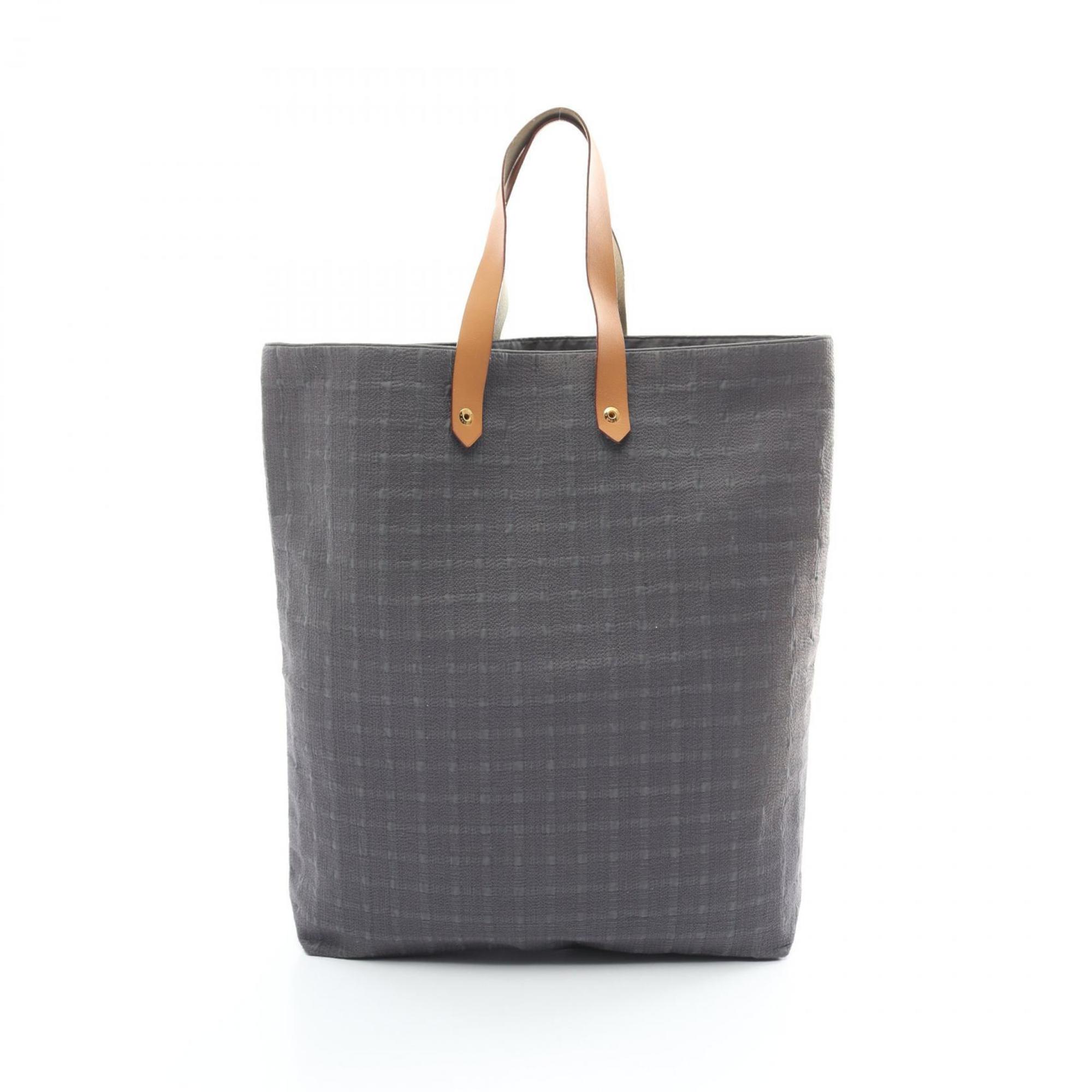 Hermes HERMES Amedaba Diago GM Tote Bag Canvas Leather Women's Gray Brown