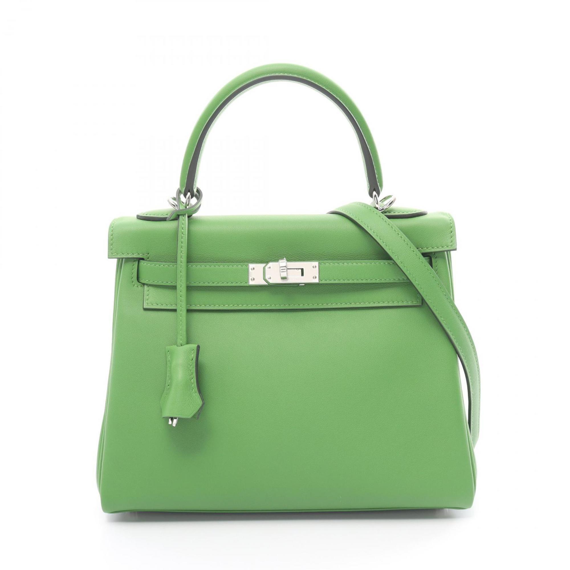 Hermes Kelly 25 Vert Yucca Handbag Bag Swift Leather Women's Green