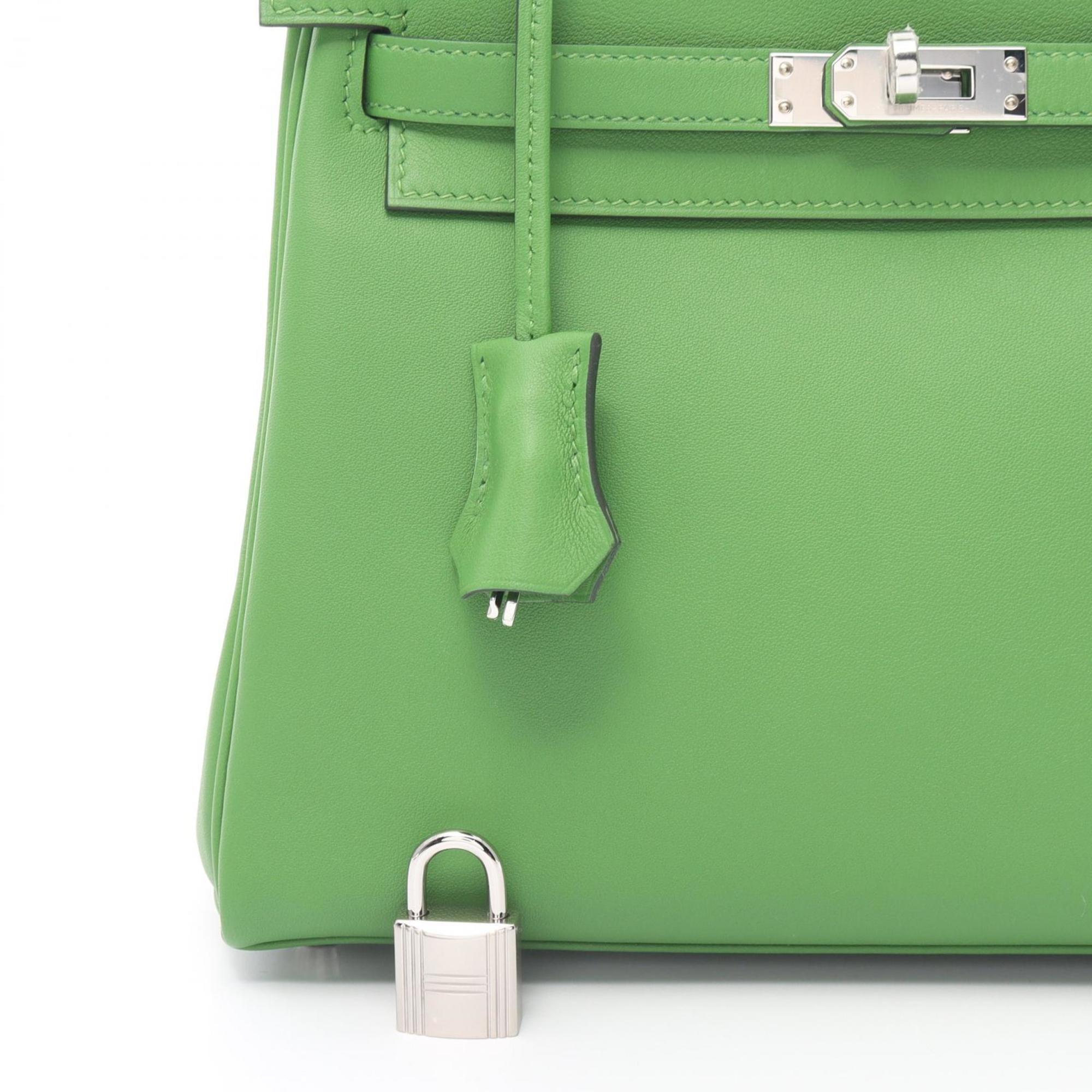 Hermes Kelly 25 Vert Yucca Handbag Bag Swift Leather Women's Green