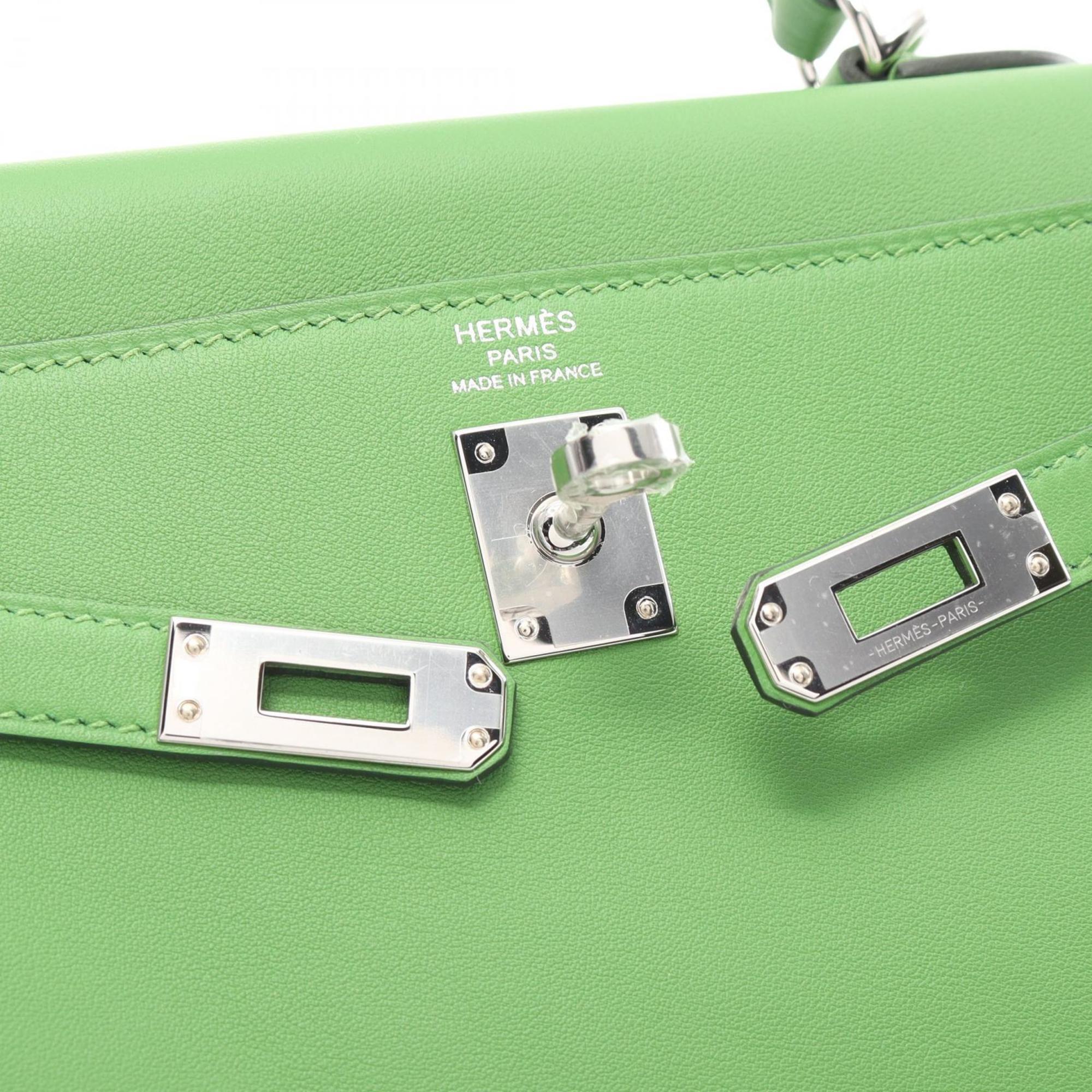 Hermes Kelly 25 Vert Yucca Handbag Bag Swift Leather Women's Green