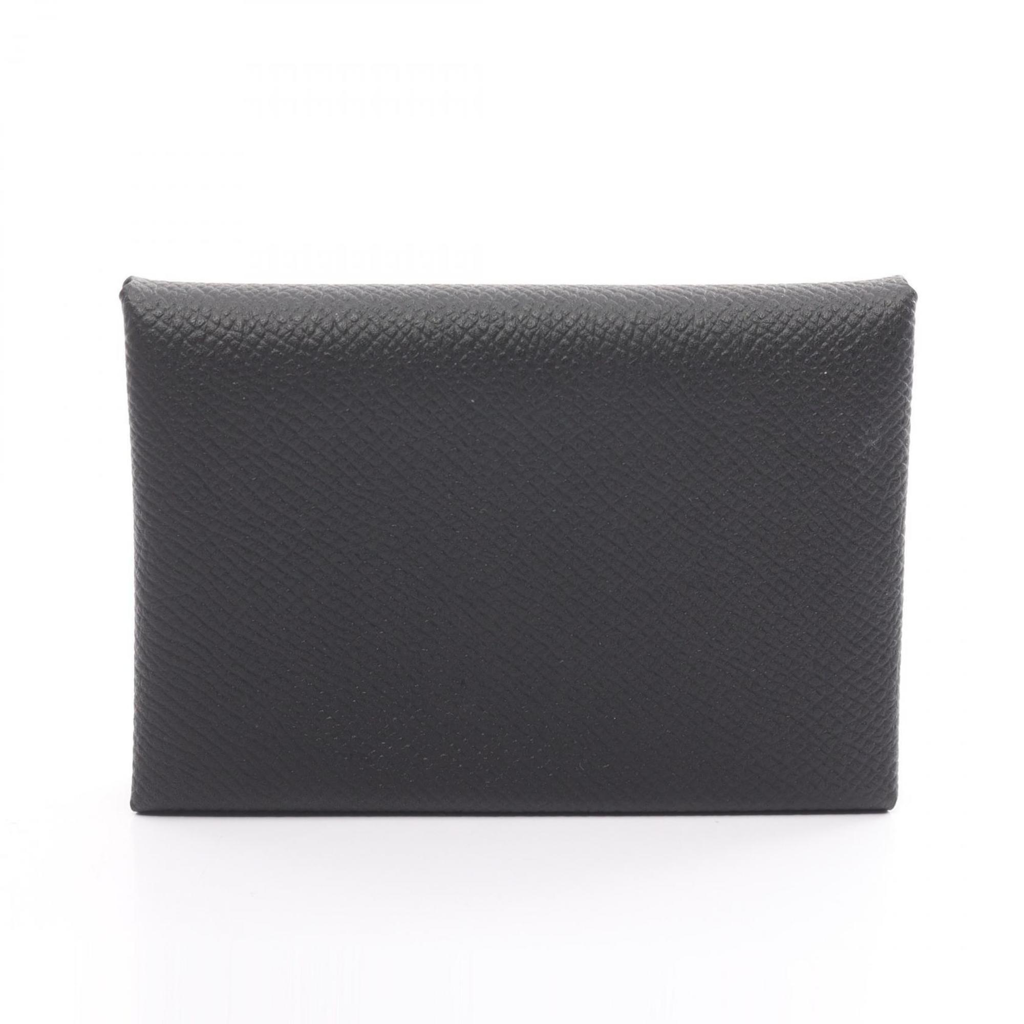 Hermes HERMES Calvi Duo Wallet/Coin Case Wallet Epsom Leather Women's Black